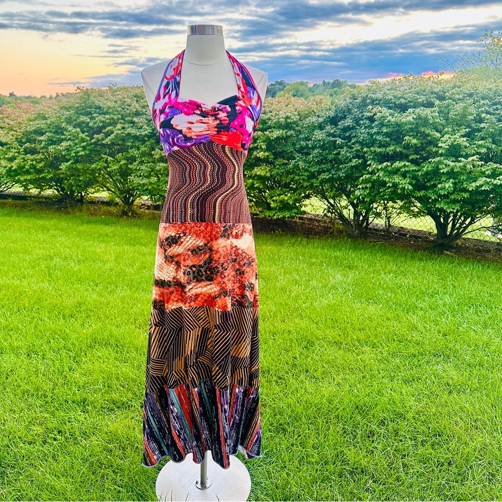 Autumn Teneyl Calypso Multi color Maxi Dress with Open Back